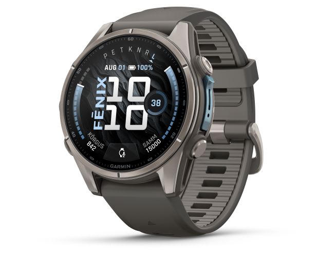 Spordikell Garmin fenix 9 43mm Standard - Titanium with Pebble Grey Silicone Band