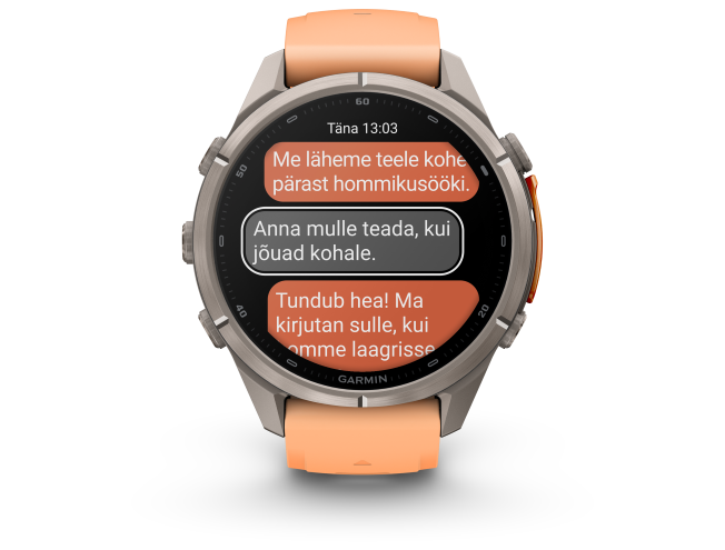 Spordikell Garmin fenix 9 43mm Pro inReach - Titanium with Shell Pink/Autumn Orange Silicone Band