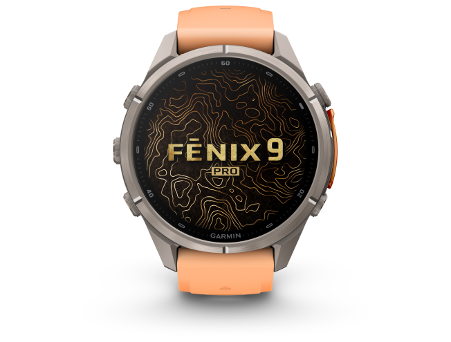Spordikell Garmin fenix 9 43mm Pro inReach - Titanium with Shell Pink/Autumn Orange Silicone Band
