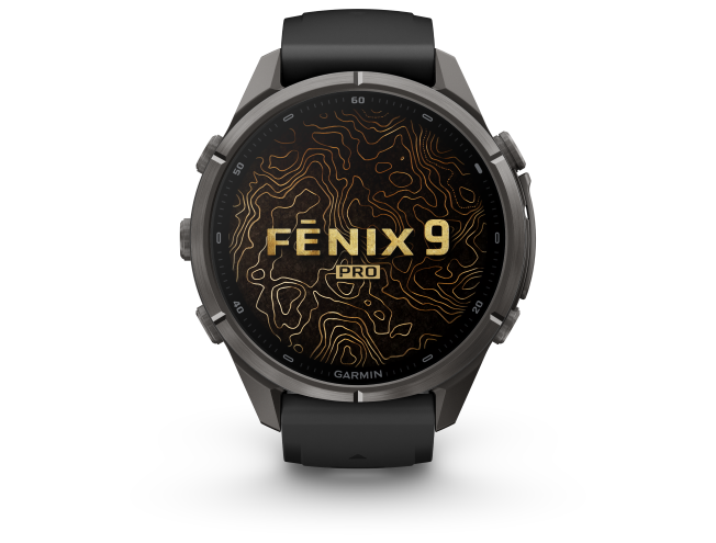 Spordikell Garmin fenix 9 43mm Pro inReach - Carbon Gray DLC Titanium with Black/Pebble Grey Silicone Band