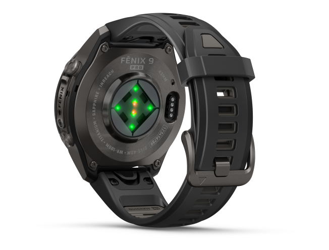 Spordikell Garmin fenix 9 43mm Pro inReach - Carbon Gray DLC Titanium with Black/Pebble Grey Silicone Band