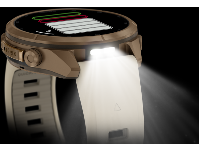 Spordikell Garmin fenix 9 43mm Pro inReach - Autumn Gold Titanium with Cream/French Grey Silicone Band
