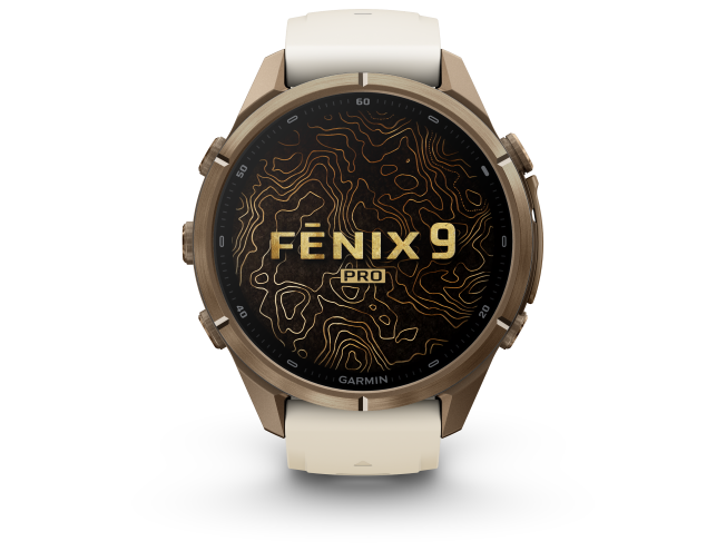 Spordikell Garmin fenix 9 43mm Pro inReach - Autumn Gold Titanium with Cream/French Grey Silicone Band