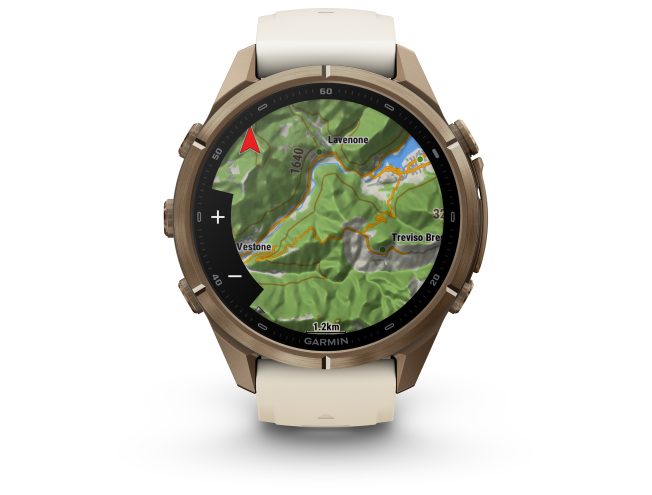 Spordikell Garmin fenix 9 43mm Pro inReach - Autumn Gold Titanium with Cream/French Grey Silicone Band