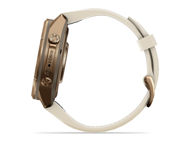 Spordikell Garmin fenix 9 43mm Pro inReach - Autumn Gold Titanium with Cream/French Grey Silicone Band