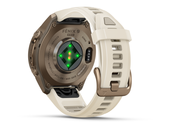 Spordikell Garmin fenix 9 43mm Pro inReach - Autumn Gold Titanium with Cream/French Grey Silicone Band