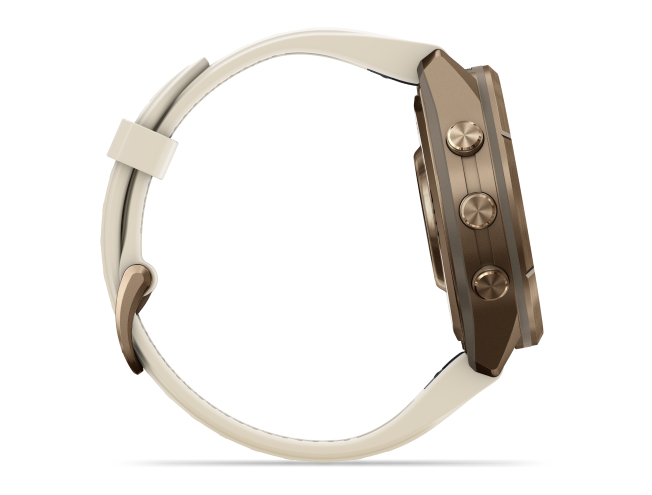 Spordikell Garmin fenix 9 43mm Pro inReach - Autumn Gold Titanium with Cream/French Grey Silicone Band