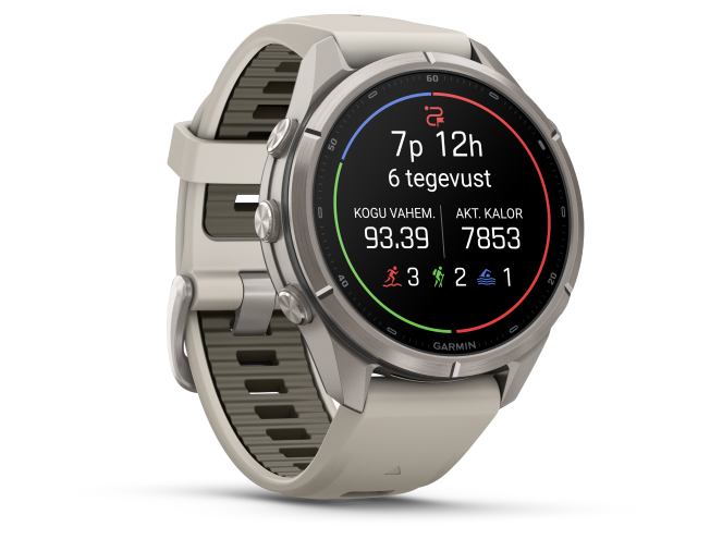 Spordikell Garmin fenix 9 43mm Pro - Titanium with Fog Grey/Dark Sandstone Silicone Band