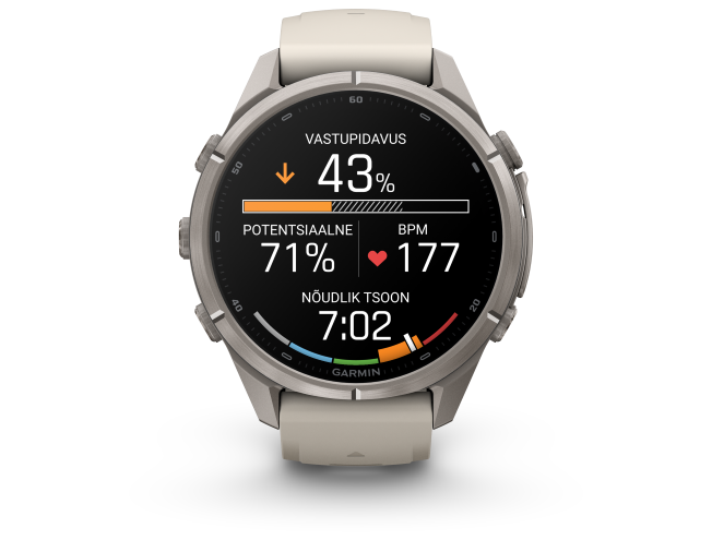 Spordikell Garmin fenix 9 43mm Pro - Titanium with Fog Grey/Dark Sandstone Silicone Band