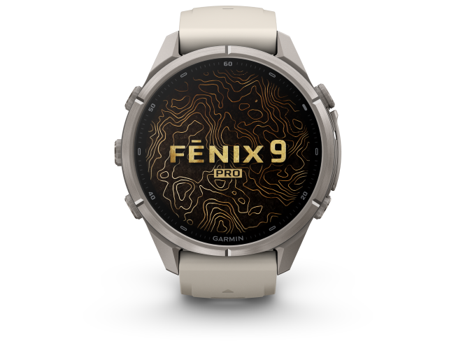 Spordikell Garmin fenix 9 43mm Pro inReach - Titanium with Fog Grey/Dark Sandstone Silicone Band