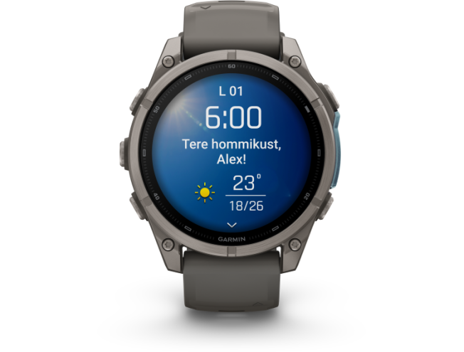Spordikell Garmin fenix 9 47mm Standard - Titanium with Pebble Grey Silicone Band