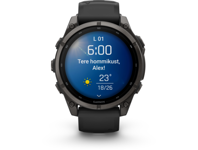 Spordikell Garmin fenix 9 47mm Standard - Carbon Grey DLC Titanium with Black Silicone Band