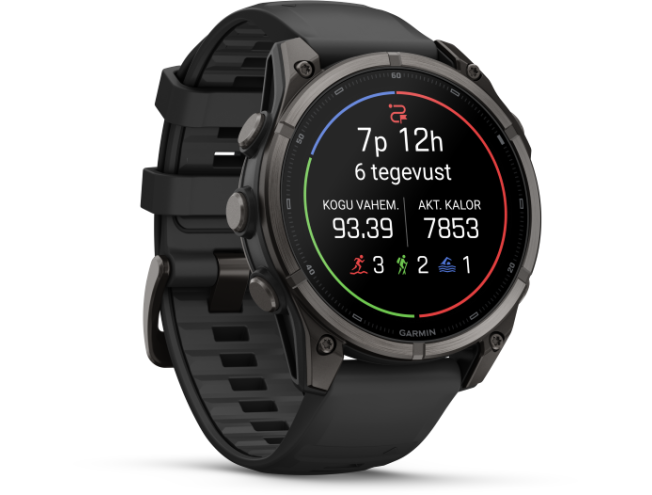Spordikell Garmin fenix 9 47mm Standard - Carbon Grey DLC Titanium with Black Silicone Band