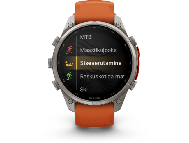 Spordikell Garmin fenix 9 47mm Pro inReach - Titanium with Autumn Orange/Spark Orange Silicone Band