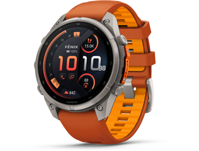 Spordikell Garmin fenix 9 47mm Pro inReach - Titanium with Autumn Orange/Spark Orange Silicone Band