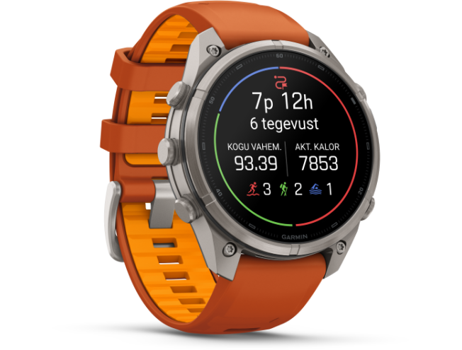 Spordikell Garmin fenix 9 47mm Pro inReach - Titanium with Autumn Orange/Spark Orange Silicone Band