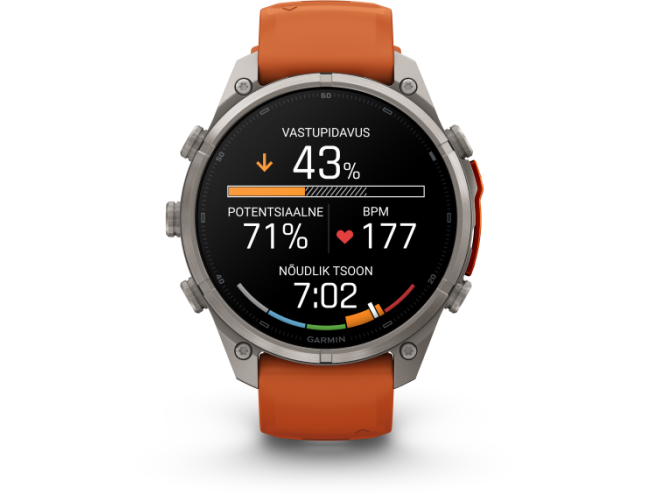Spordikell Garmin fenix 9 47mm Pro inReach - Titanium with Autumn Orange/Spark Orange Silicone Band