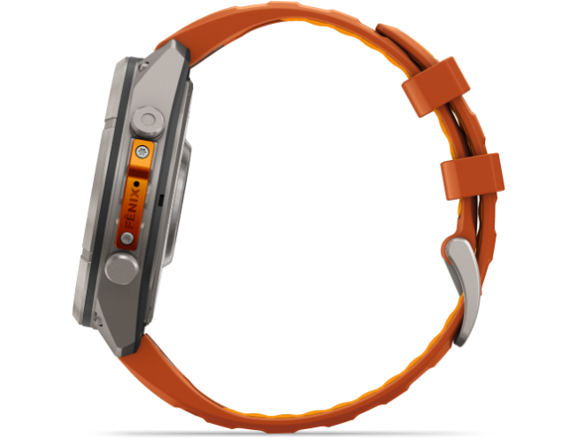Spordikell Garmin fenix 9 47mm Pro inReach - Titanium with Autumn Orange/Spark Orange Silicone Band