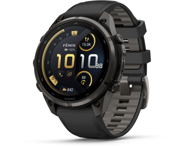 Spordikell Garmin fenix 9 47mm Pro inReach - Carbon Gray DLC Titanium with Black/Pebble Grey Silicone Band