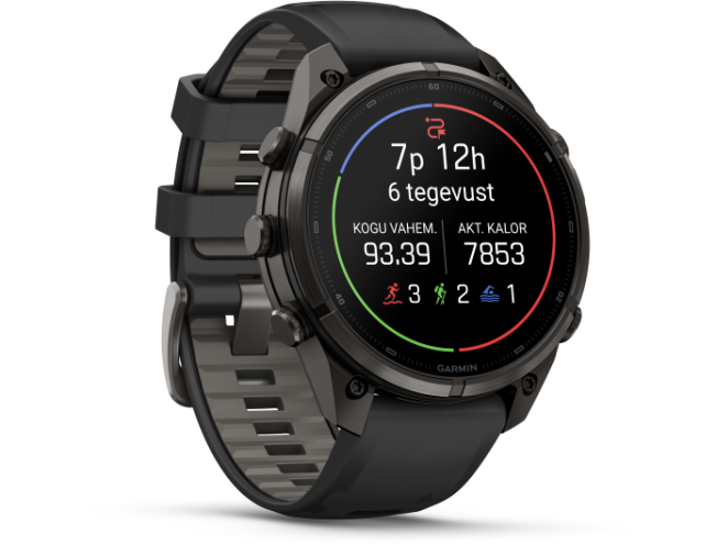 Spordikell Garmin fenix 9 47mm Pro inReach - Carbon Gray DLC Titanium with Black/Pebble Grey Silicone Band