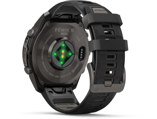 Spordikell Garmin fenix 9 47mm Pro inReach - Carbon Gray DLC Titanium with Black/Pebble Grey Silicone Band
