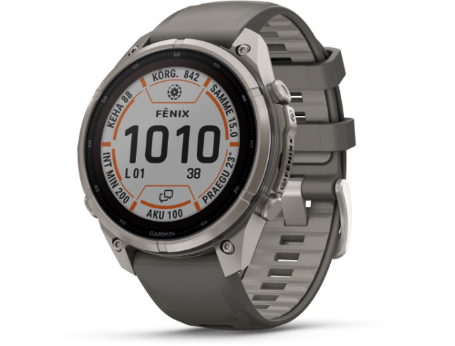 Spordikell Garmin fenix 9 47mm Pro Solar inReach - Titanium with Pebble Grey Silicone Band