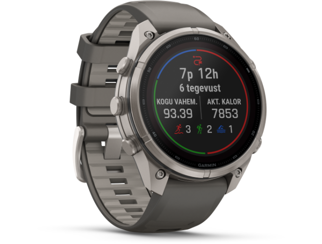 Spordikell Garmin fenix 9 47mm Pro Solar inReach - Titanium with Pebble Grey Silicone Band
