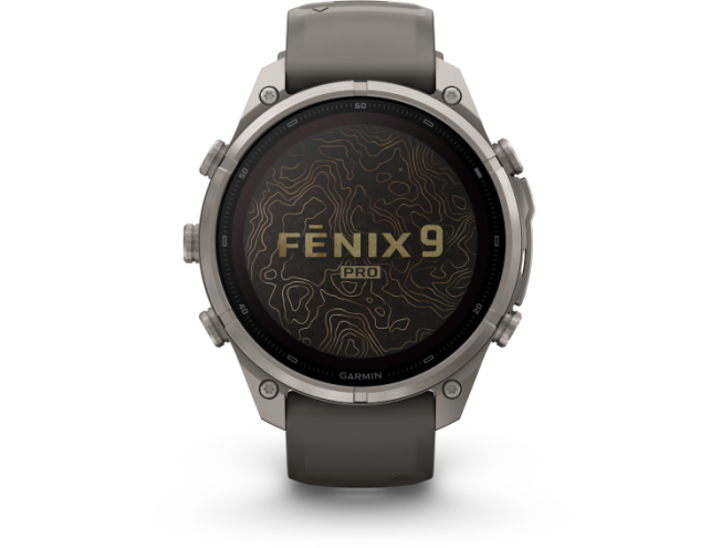 Spordikell Garmin fenix 9 47mm Pro Solar inReach - Titanium with Pebble Grey Silicone Band