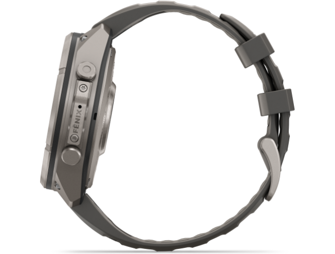 Spordikell Garmin fenix 9 47mm Pro Solar inReach - Titanium with Pebble Grey Silicone Band