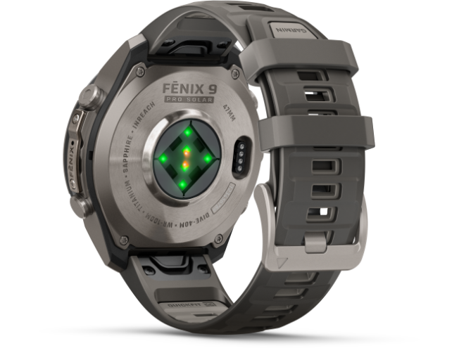 Spordikell Garmin fenix 9 47mm Pro Solar inReach - Titanium with Pebble Grey Silicone Band