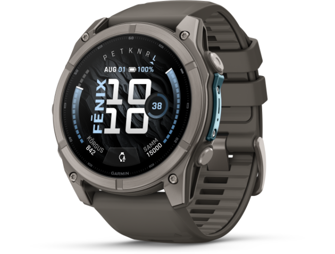 Spordikell Garmin fenix 9 51mm Standard - Titanium with Pebble Grey Silicone Band