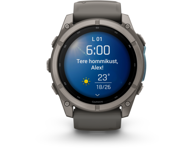 Spordikell Garmin fenix 9 51mm Standard - Titanium with Pebble Grey Silicone Band