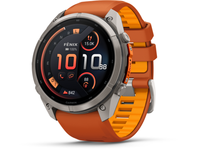 Spordikell Garmin fenix 9 51mm Pro inReach - Titanium with Autumn Orange/Spark Orange Silicone Band