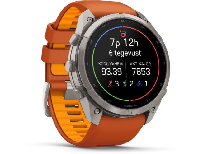 Spordikell Garmin fenix 9 51mm Pro inReach - Titanium with Autumn Orange/Spark Orange Silicone Band