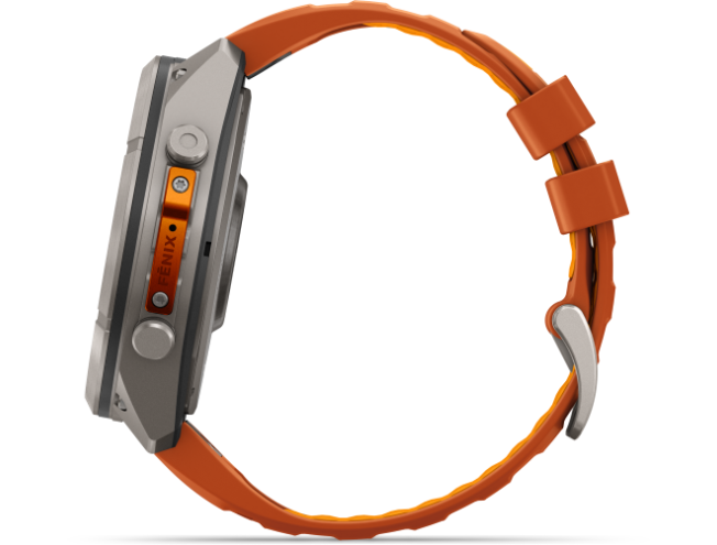 Spordikell Garmin fenix 9 51mm Pro inReach - Titanium with Autumn Orange/Spark Orange Silicone Band