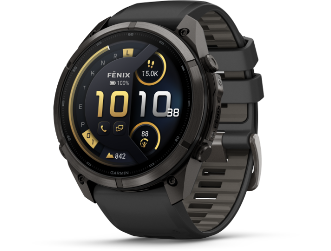 Spordikell fenix 9 51mm Pro inReach - Carbon Gray DLC Titanium with Black/Pebble Grey Silicone Band