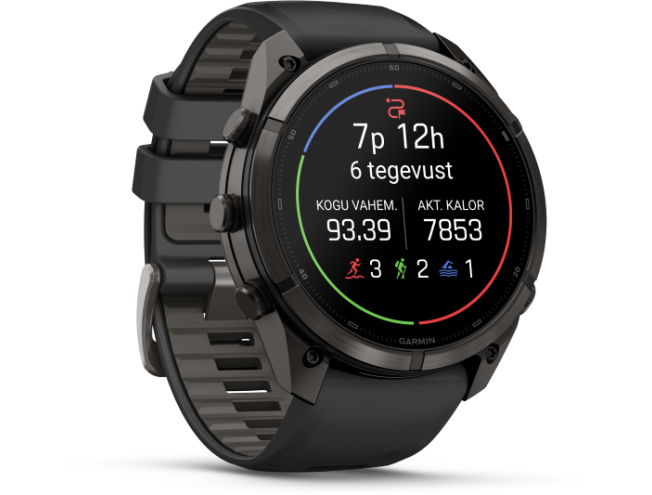 Spordikell Garmin fenix 9 51mm Pro inReach - Carbon Gray DLC Titanium with Black/Pebble Grey Silicone Band