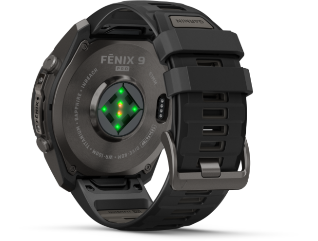 Spordikell Garmin fenix 9 51mm Pro inReach - Carbon Gray DLC Titanium with Black/Pebble Grey Silicone Band