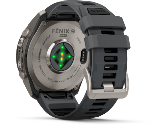 Spordikell Garmin fenix 9 51mm Pro inReach - Titanium with Graphite/Black Silicone Band