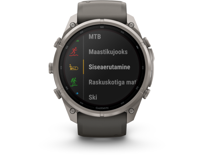 Spordikell Garmin fenix 9 51mm Pro Solar inReach - Titanium with Pebble Grey Silicone Band