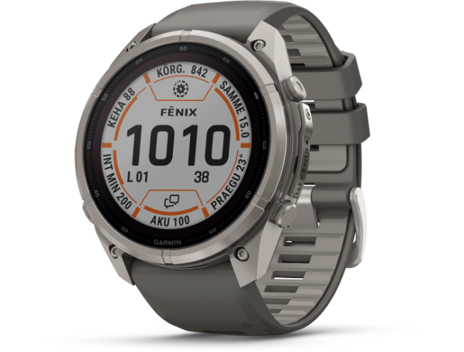 Spordikell fenix 9 51mm Pro Solar inReach - Titanium with Pebble Grey Silicone Band