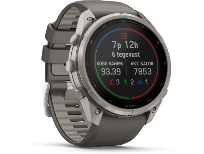 Spordikell Garmin fenix 9 51mm Pro Solar inReach - Titanium with Pebble Grey Silicone Band