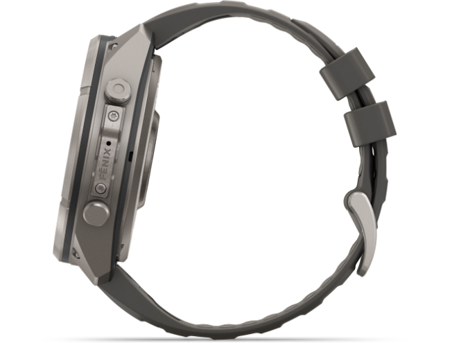 Spordikell Garmin fenix 9 51mm Pro Solar inReach - Titanium with Pebble Grey Silicone Band