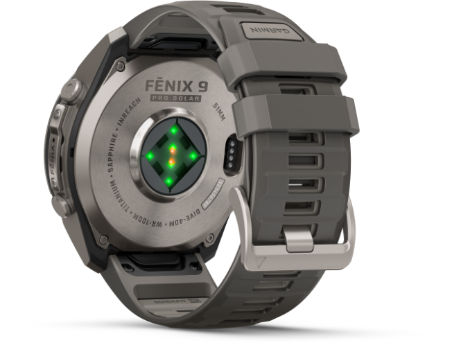 Spordikell Garmin fenix 9 51mm Pro Solar inReach - Titanium with Pebble Grey Silicone Band