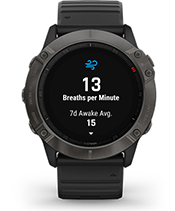 fēnix 6X Pro Solar with respiration tracking screen
